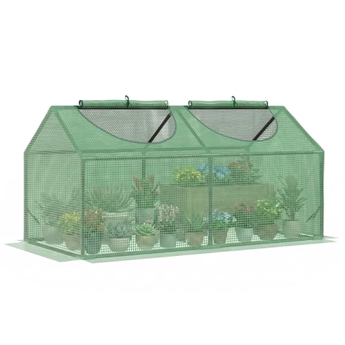 Outsunny Mini Greenhouse, Small Plant Grow House for Outdoor with Durable PE Cover, Observation Windows, 120 x 60 x 60 cm, Green