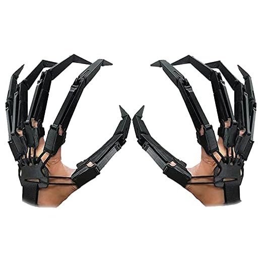 Halloween Articulated Finger Extensions, 3D Printed Articulated Finger Extensions Fits All Finger Sizes Articulated Fingers, Scary Skeleton Hands Bone Claw Hand Party Horror Props Decoration (Black)