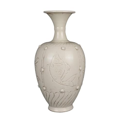 ENGENDER Vases for Arrangement Carved Floral Antique Porcelain Living Room Windowsill Vase Table Decoration Hand-decorated Wash Basin Decorative Vase