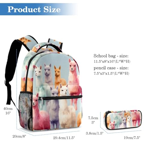 Sac à dos alpaga multicolore avec trousse pour élève - 2