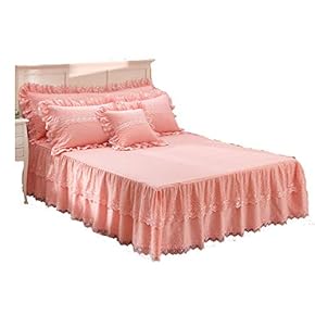 アメリカン/フレンチカントリーレトロレース付き全綿ベッドスカート式寝具4点セット アメリカン/フレンチカントリーレトロレース付き全綿ベッド