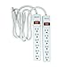 Woods 41435 Power Strip with 6 Outlets, 2.5â€™ Cord and Durable White Housing, 2 pack, 2-Pack