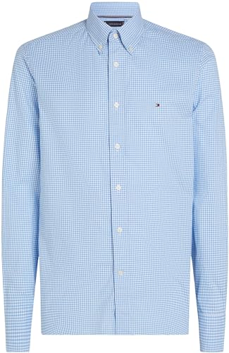 Tommy Hilfiger Uomo Camicia Flex Poplin Gingham Regular Fit, Multicolore (Sweet Blue/Optic White), M - Immagine 2