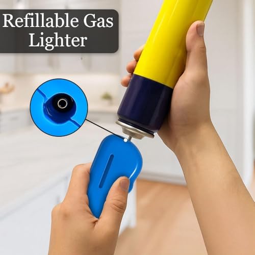 BML 2 x Candle Lighters Long Reach Adjustable Flame Safety Lock Windproof Refillable for Kitchen BBQ Candles Camping Gas Stove Outdoor Cooking with Clipper 300ml Gas Canister (Assorted Colours) - Image 2