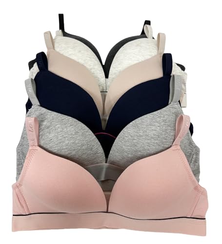 Image of Viola's Secret 6 Pack of Color Print T-Shirt Bras B Cup C Cup and D Cup