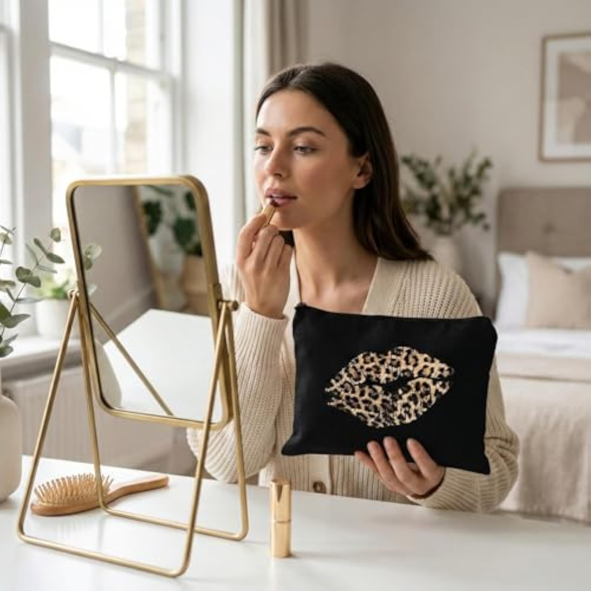 Large Heart Leopard Print Makeup Organiser Pouch