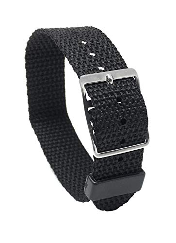 Bandini 18mm Nylon Watch Band - Ballistic Style Nylon Strap - Stainless Buckle - Black