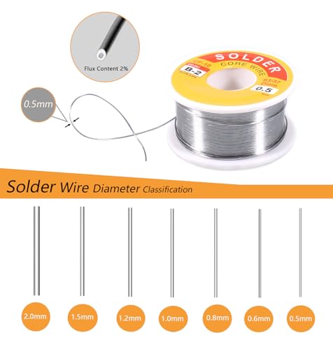 Image of 63 /37 Tin-Lead Rosin Core Solder Wire for Electrical Soldering, Flux Content 2%, 0.5mm,100g(Net 80g)