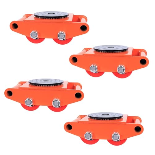 4PCS Machinery Skates, 17637lbs/8T Heavy Duty Machinery Moving Skate, Machinery Skates Dollies with 360° Rotation Disc & 4 PU, for Industrial Moving Equipment(Orange)