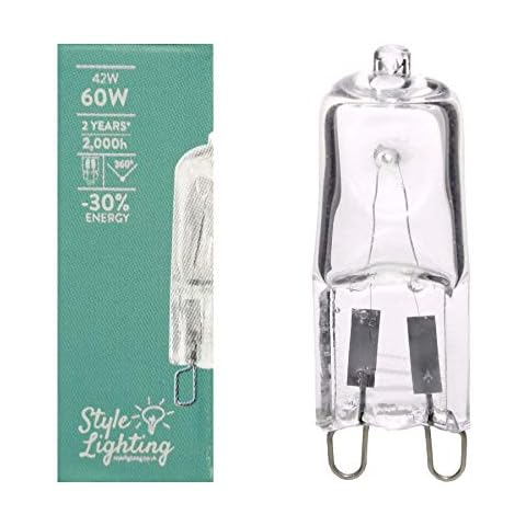Style Lighting Pack of 10 x 10 x 42 watt = 60 watt G9 Halogen Capsule Light Bulbs Warm Light Colour Cover