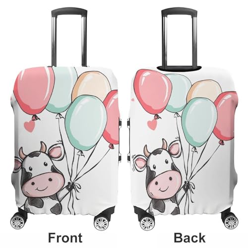 Elastic Luggage Cover Protector Balloon And Cow Washable Suitcase Sleeve Durable Travel Suitcase Case Cover with Zipper Openings Fits 19-32 Inch Luggage (M)3