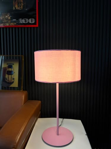 Image of THE GRANDEUR Table Lamp with Fabric Shade, 55 cm, Pink, Metal Base