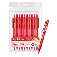 Liquidraw Red Ballpoint Pens - 10 Set | Retractable Click Ball Pens | Medium 1.0mm Ball Point | Comfortable Grip Supports Smooth Writing | Ideal for Adults & Kids For Home, School & Office Use