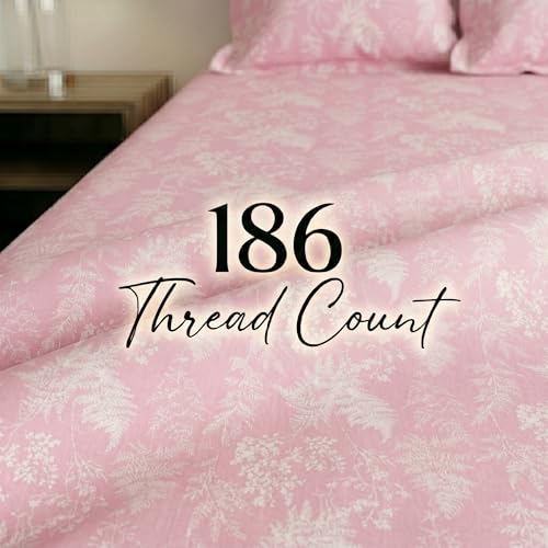 Image of Mafatlal 186 TC Metro Cotton Single Bedsheet | 90 x 60 Inch|Soft, Breathable & Lightweight | with Matching Pillow Cover| Honey Pink