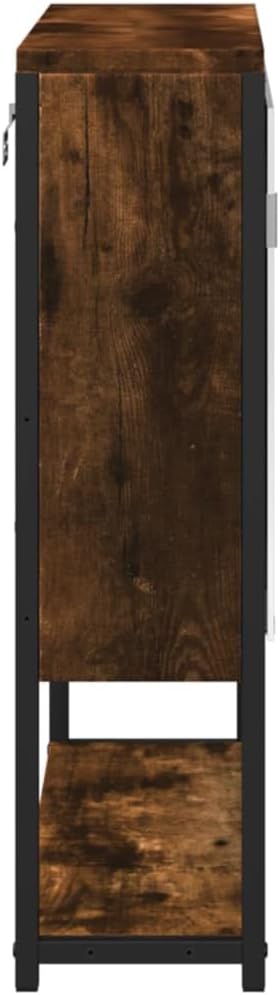 Smoked Oak Bathroom Mirror Cabinet with Ample Storage Space-Saving Wall Mounted Design Durable Engineered Wood and Glass Construction