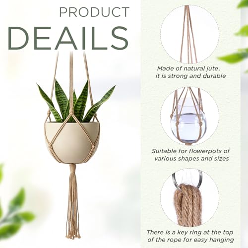 Image of EBOOT 3 Pack 33 41 48 Inch Large Macrame Plant Hanger Rope to Hang Flower Pot Plant Holder for Indoor Outdoor Decorations, 4 Legs (Linen Color)