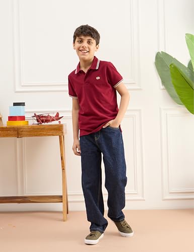 Image of Amazon Brand - Symbol Boys Cotton Rich Solid Polo Tshirt | Collar Tshirts | Half Sleeves | Plain-Regular Fit