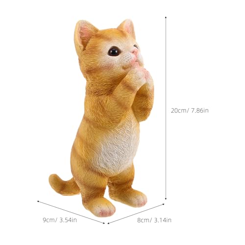 Chaton réaliste orange en résine haute qualité, sculpture décorative extérieure