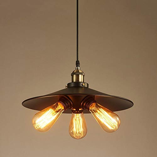 Chandelier rétro soucoupe volante E27 noir 36cm pour cuisine et salon