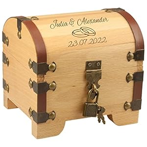 Geschenke 24 Schatztruhe zur Hochzeit mit Gravur und Schloss I Ringe I Geldgeschenk für Brautpaar I Hochzeitsgeschenk…