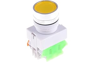 Electronic Component 22mm 10A Push Button Emergency Stop Switch with 1NO 1NC Contacts (Yellow)