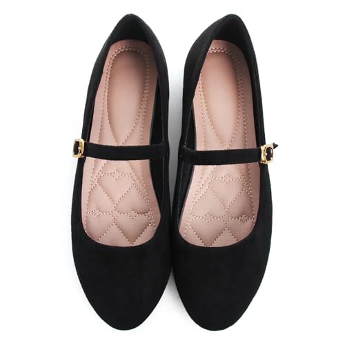 Image of LUXINYU Women's Slip on Flats,Classy Round Toe Solid Classic Mary Jane Ballet Dance Shoes Soft Comfortable PU Flat Shoes