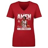 500 LEVEL Amen Thompson Houston Rockets Women's V-Neck T-Shirt - Amen Thompson Houston Rockets Trust WHT (Red, Medium)