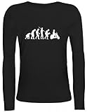  Shirtstreet24, Evolution Motorroller, Mofa Lady/Girlie Longsleeve Langarm T-Shirt, Größe: S,schwarz