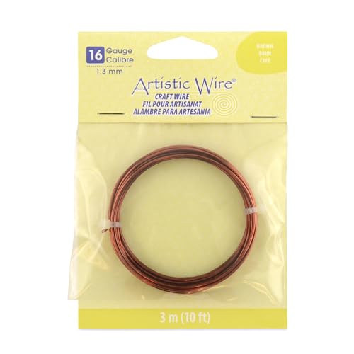 Artistic Wire | 16 Gauge Brown Copper Wire | Tarnish Resistant Bendable Craft for Jewelry Making & DIY Projects | 10 ft Coil