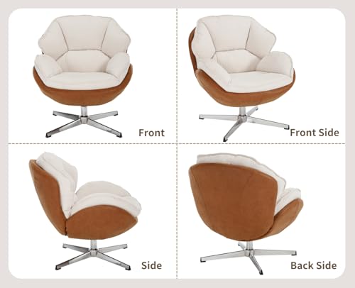 Sillón Moderno Plegable Chenille Beige miniatura 6