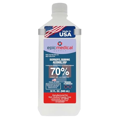 Epic Medical Supply Isopropyl Rubbing Alcohol 70% USP, 32 oz. Bottle, Multipurpose First Aid Antiseptic for Minor Wounds, Cuts, and Scrapes (1) Cover