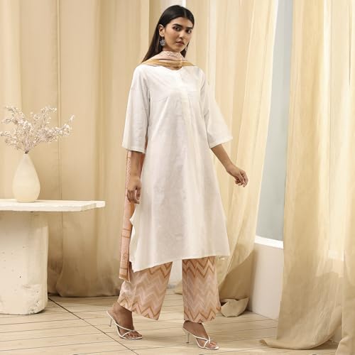 Image of BIBA Women Cotton Straight Printed Suit Set
