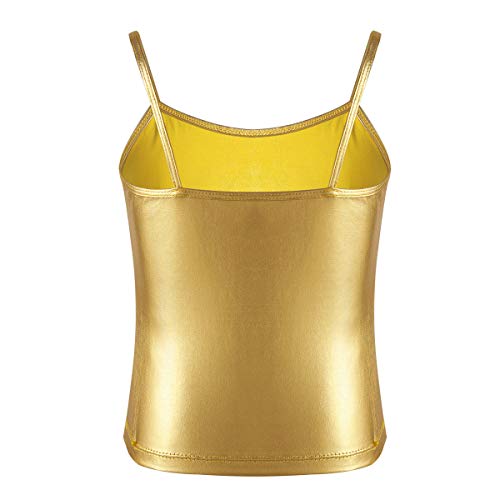 Moily Girls Shiny Metallic Camisole Cami Tank Top Tee Dance Sports Vest Shirts Casual Undershirts2