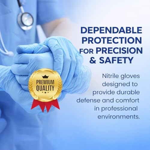 Nitrile Gloves Medium 4 Mil Disposable – 1 Box of 100 Gloves – Latex-Free, Hospital Grade Disposable Gloves for Clinics, Food, Medical, Salons, Spas Commercial Use - 1 Box of 100 Medium Gloves - 1