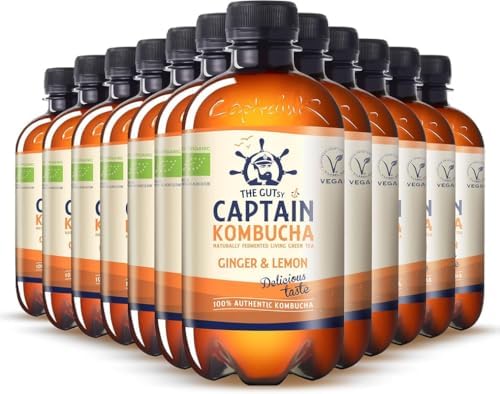The Gutsy Captain Kombucha - Kombucha Tea -12 x 400ml-Ginger Lemo...
