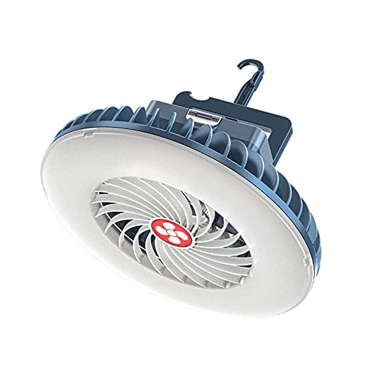 PUNELE Bärbar campingfläkt med LED-lykta uppladdningsbar batteridriven campingfläkt med hängande krok för tält bil nödsituation