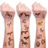 Tatouages pour enfants, chevaux, 8 feuilles de tatouages pour filles, garçons, chevaux, filles, cadeaux, autocollants imperméables, pour filles et garçons, petit cadeau d'anniversaire