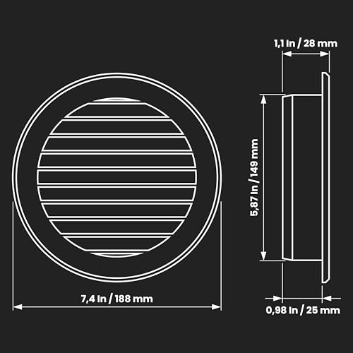 Image of Repa Market 2-Pack 6'' Inch - Plastic White Vent Covers with Flange - Round Soffit Vent - Air Vent Louver - Grille Cover - Protective Screen Mesh - HVAC Ventilation