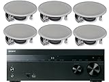 Sony 5.2-Channel 725-Watt 4K A/V Home Theater Receiver + Yamaha Easy-to-Install High-Performance Surround Sound 120 watt in-Ceiling Speaker System (Set of 6)