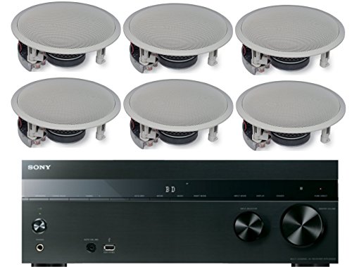 Sony 5.2-Channel 725-Watt 4K A/V Home Theater Receiver + Yamaha Easy-to-Install High-Performance Surround Sound 120 watt in-Ceiling Speaker System (Set of 6)
