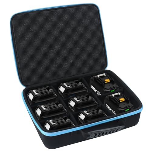 Anancyi Hart Akku Lagerung Box, mit verstellbaren Trennwänden für Akkus & Ladegeräte, Kompatibel für Ma-Kita Akku/Adapter, Kompatibel mit Mehreren Batteriemarken