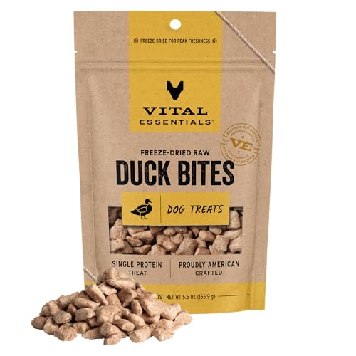Vital Essentials Freeze Dried Dog Treats | Duck Bites, Single