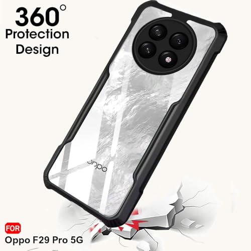 Image of TheGiftKart Shockproof Crystal Clear Back Cover Case for Oppo F29 Pro 5G | 360 Degree Protection | Protective Design | Transparent Back Cover Case for Oppo F29 Pro 5G (PC & TPU, Black Bumper)
