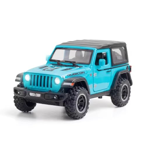 Image of 1:32 Alloy Model Car Compatible for Wrangler Rubicon Style, Diecast Pull Back Toy Car with Light & Sound for Kids Boys Girls Gift (Blue)