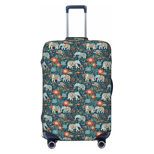 Housse élastique pour valise XL lavable motif éléphant floral noir