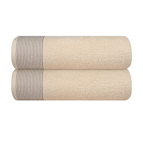 GLAMBURG Lot de 2 serviettes de bain surdimensionnées en coton 100 x 150 cm, ultra absorbantes, compactes, à séchage rapide et légères, ivoire