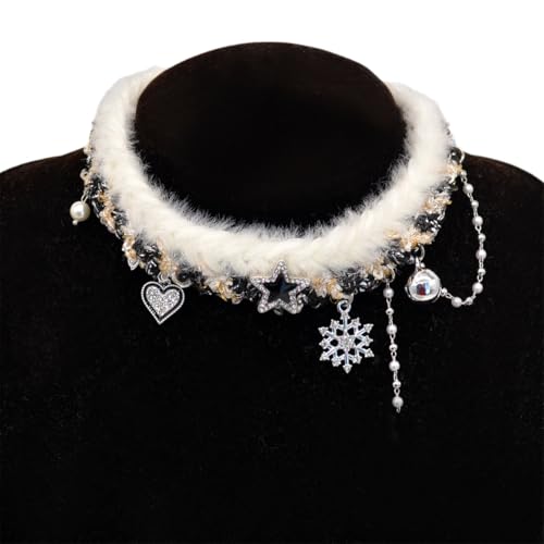 Cadena Mujer, Collar de felpa con borlas de copo de nieve navideño, Collar para Mujer Esposa, Mamá, Novia, Hija, Amiga, Ideas de Regalos para ella, Aniversario de Matrimonio, Cumpleaños
