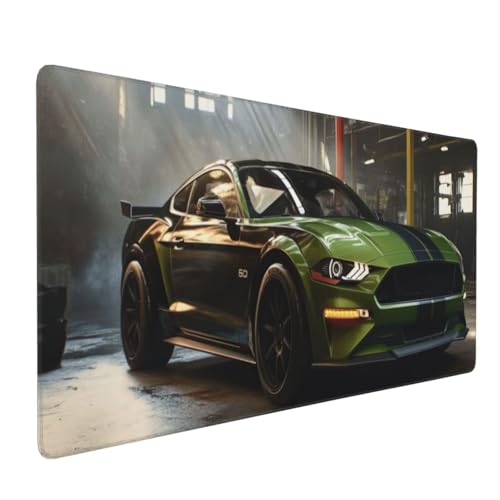 Tapis de Souris de Jeu,900x500x3mm XXL Tapis Souris Gaming Grande,Améliore la précision et la Vitesse,Bureau Antidérapant Étanche,sous Main à Bords Cousus pour Gamer,Ordinateur Voiture Verte J-3693