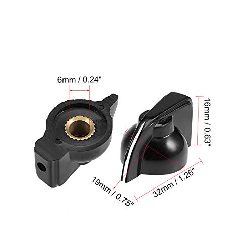 Uxcell 5Pcs 32X19X16Mm Plastic Potentiometer Rotary Knob Black,For 6Mm Diameter Shaft Guitar Volume Knob Thread Mounting #TOP1