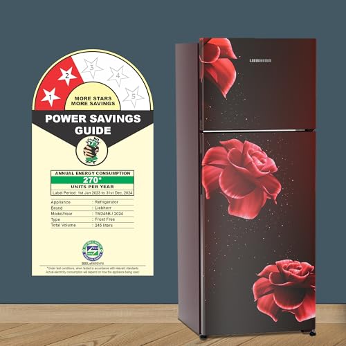 Image of Liebherr 245L 2 Star inverter, Hot to Cool, Pocket Handle, Frost Free Double Door Refrigerator, 20 Years Warranty on Compressor, Freezer 51 L, Vegetable Organiser, Red (2024 Model)